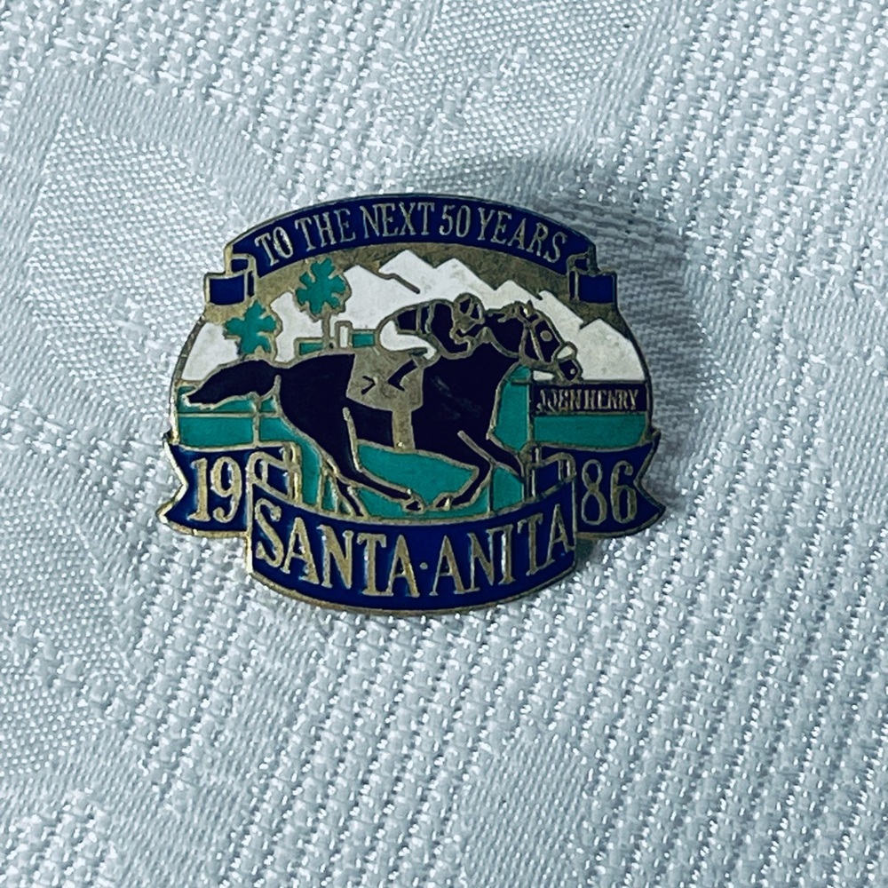 Santa Anita pin 1986 To The Next 50 Years horse equestrian pinback